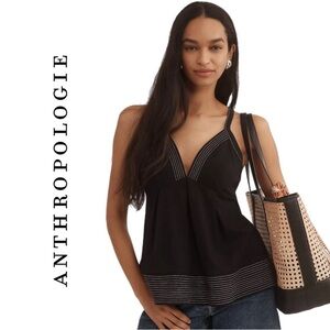 Anthropologie Deep-V-Neck Peplum Strappy Top